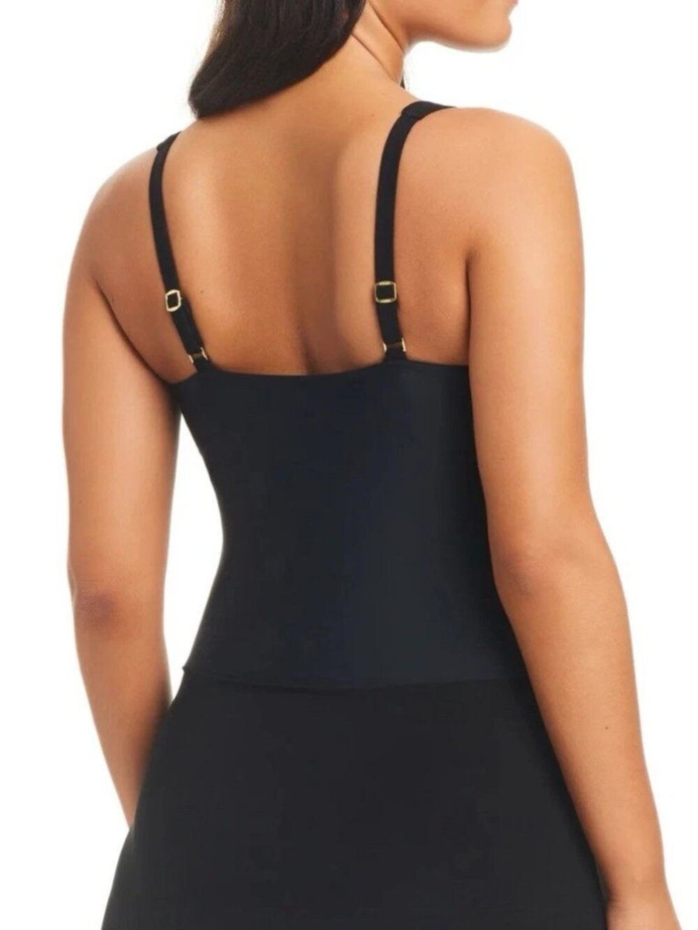 Beyond Control Colorblock Tummy Control Grommets Swim Dress Size 14 Black White - Picture 3 of 8